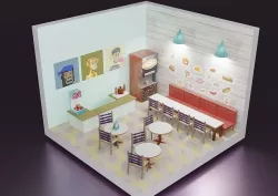 Isometric Snackbar Cafe Restaurant Generate NFT 3D model