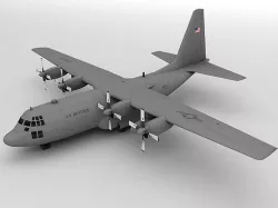 Lockheed C130 Hercules Military Aircraft Low-poly 3D model