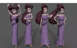 Meg Megara Disney lowpoly rigged printable pose Low-poly 3D model