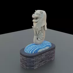 Merlion  LIONFISH Singapore Low-poly 3D model