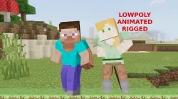 MINECRAFT 3D STEVE AND ALEX - RIGGED AND ANIMATED Low-poly 3D model