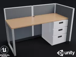 Office Desk Low-poly 3D model