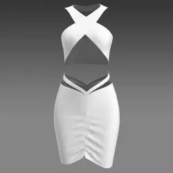PENCIL SKIRT ELASTIC CENTER BELTED V SHAPE 3D model