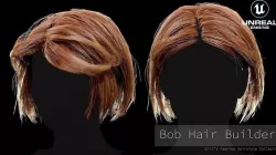 Realtime Hair - Bob Hair Builder Low-poly 3D model
