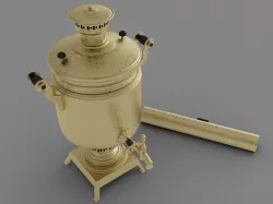 Russian  Samovar teapot model gold Low-poly 3D model