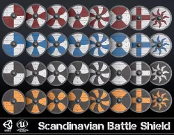 Scandinavian Battle Shield Collection Low-poly 3D model