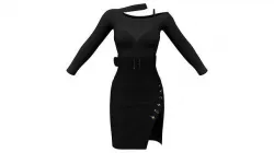 Side Slit Arrow Buttons Belted Mini Skirt Outfit Low-poly 3D model