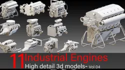 11 Industrial Engines- Vol 04- High detail 3d models Low-poly 3D model