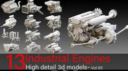 13 Industrial Engines- Vol 05- High detail 3d models Low-poly 3D model