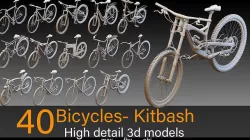 40 Bicycles- Kitbash- High detail 3d models 3D model