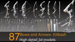 87 Bows and Arrows- Kitbash- High detail 3d models Low-poly 3D model
