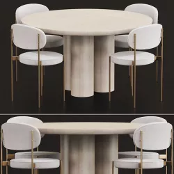 Anthropologie Anya Travertine Dining Table I Dining chair 06 3D model