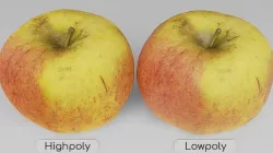 Apple 02 - Highpoly and Lowpoly model Low-poly 3D model