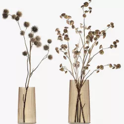 Bouquet of dried flowers from thorn and eucalyptus branches 3D model