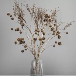 Bouquet of dried flowers in a glass vase 183 3D model