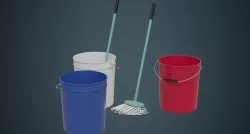 Bucket And Mop 1A Low-poly 3D model