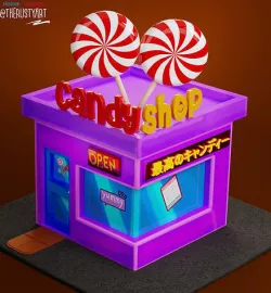Candy Shop hand painted Blender Low-poly 3D model