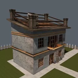 Cartoon House Low-poly 3D model