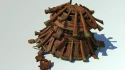 Cartoon Wooden House Log Cabin Frame collapse temple blockhouse 3D model