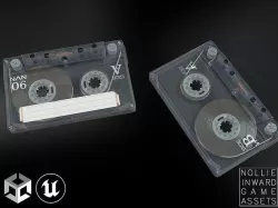 Cassette Tape Gray Transparent  - 4 Variants Low-poly 3D model