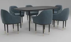 CB2 rouka chair  round dining table 3D model Low-poly 3D model