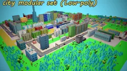 City Modular Set Toon Style Low-poly Low-poly 3D model