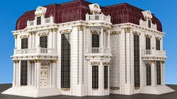 Classic Mansion Villa 01 White and Gold Low-poly 3D model