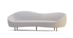 Curvo Light Grey Velvet Sofa 3D model