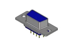 DB9 female connector through hole 3D model