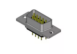 DB9 male connector through hole 3D model