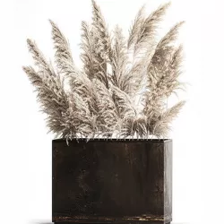 Decorative white Pampas Grass In A Rusty Pot 3D model