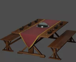 Feast Table Low-poly 3D model