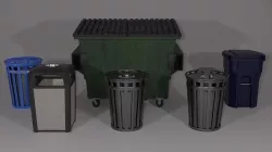 Garbage Cans Dumpster Recycle Low-poly 3D model