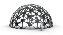 Geodesic Dome with Dynamic Perforations and glass panels 3D model