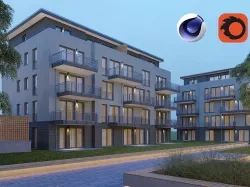 GERMAN HOUSE 1 - NIGHT Low-poly 3D model