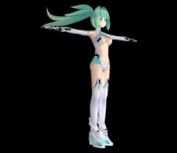 Hyperdimension Neptunia Mk2 - Green Heart Low-poly 3D model Low-poly 3D model