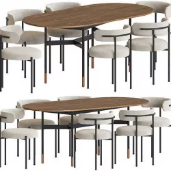 Inesse Chair Harri Table Dining Set 3D model