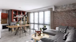 Loft apartment scene kichen and livingroom 3D model 3D model