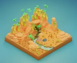 Low poly desert rocks Low-poly 3D model