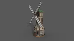 Medieval Fantasy Windmill 3 Low-poly 3D model