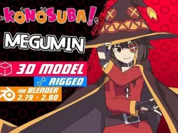 Megumin - Konosuba Anime - Blender Low-poly 3D model