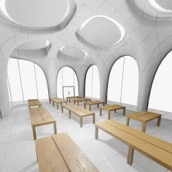 Modern stylish transparent store building 3D model