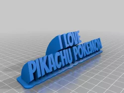 My Customized Sweeping 2-line name plate I LOVE PIKACHU POKEMON