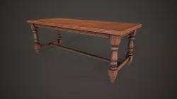 Old medieval dining table Low-poly 3D model