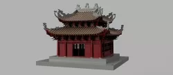 Oriental Vietnam Buddhist temple Low-poly 3D model