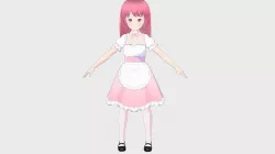 PINK MAID CHARACTER 3D MODEL ANIME FIGURE RIGGED SHAPE KEYS Low-poly 3D model