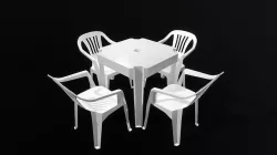 Plastic table and chairs Low-poly 3D model