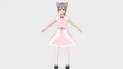 Princess Cat Meow Character Maid T-Pose Shape-Keys Low-poly 3D model