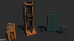 Railway Lifting Jack and Electronics Set Low-poly 3D model