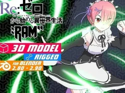 Ram - Re Zero Anime - Blender Low-poly 3D model
